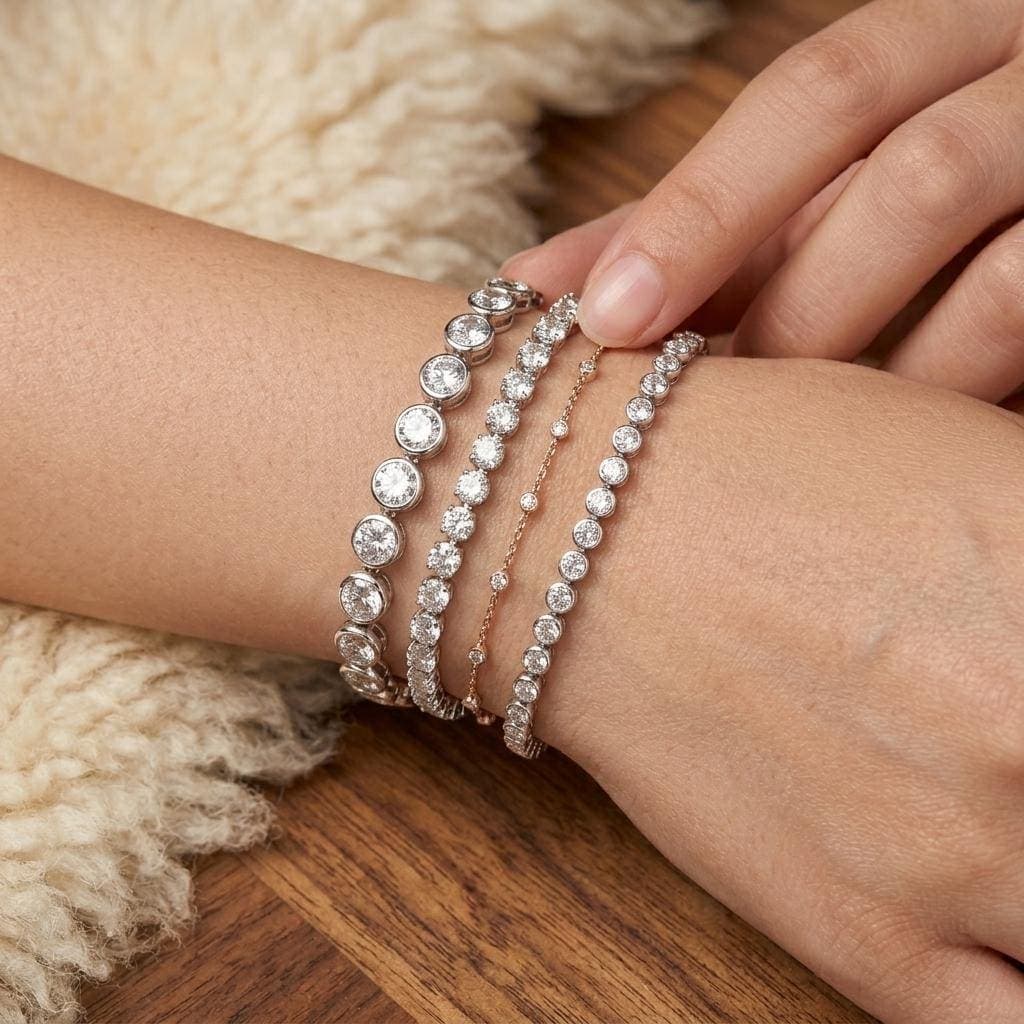 10ct Round Brilliant Lab-Grown Diamond Tennis Bracelet in 14K… 12