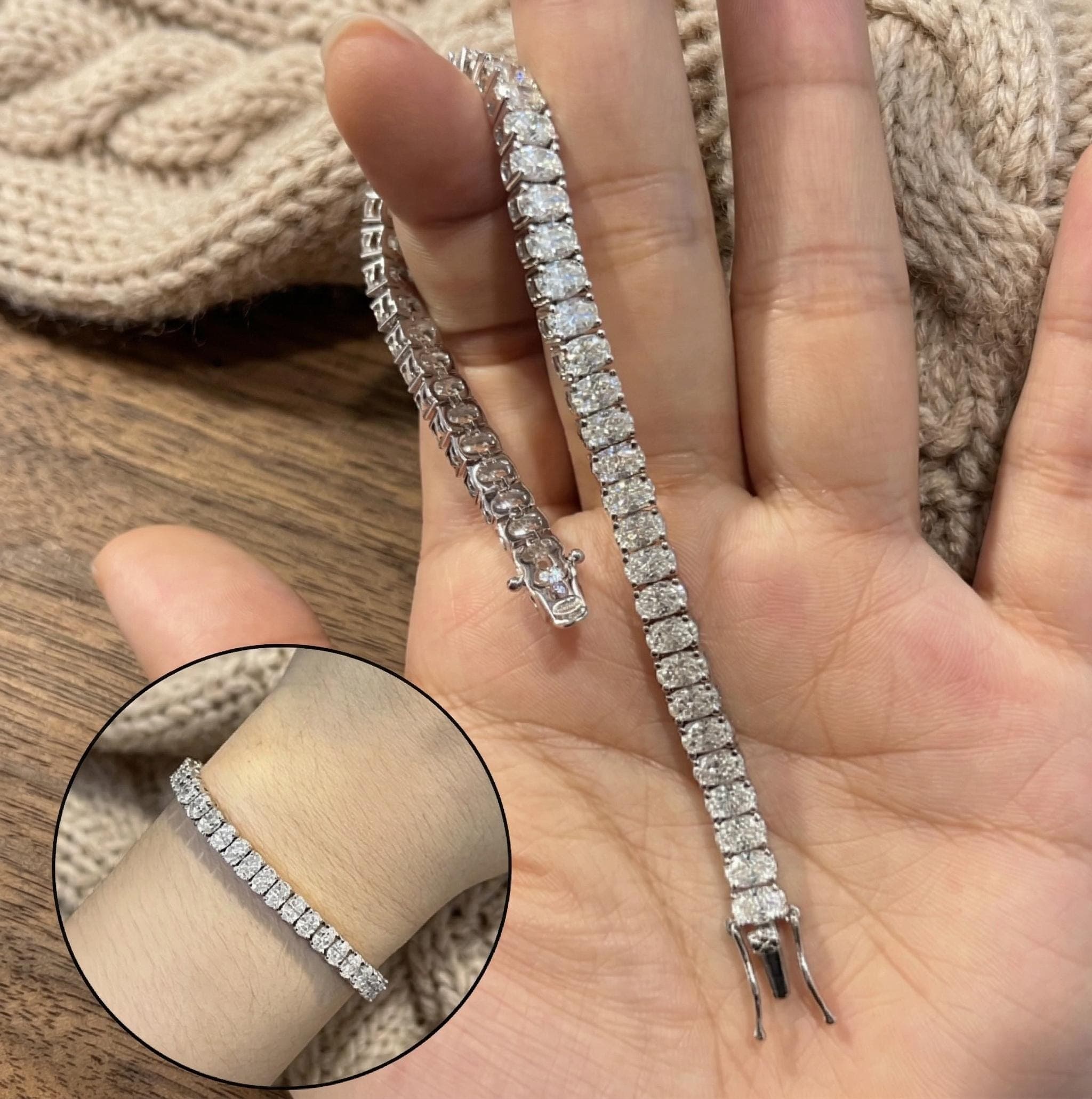 Oval Moissanite Tennis Bracelet in 14K Solid Gold 5