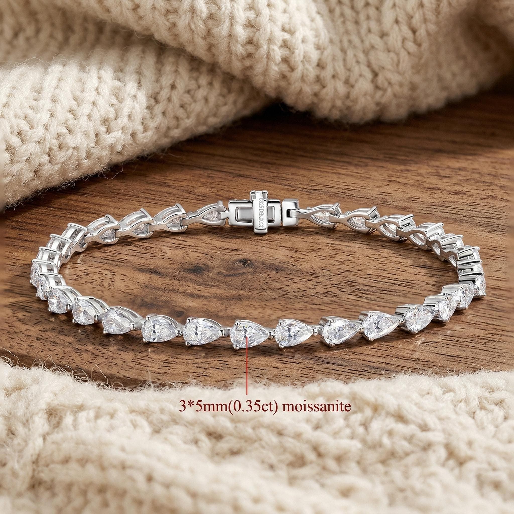 Pear Moissanite Tennis Bracelet in 14K Solid Gold 4