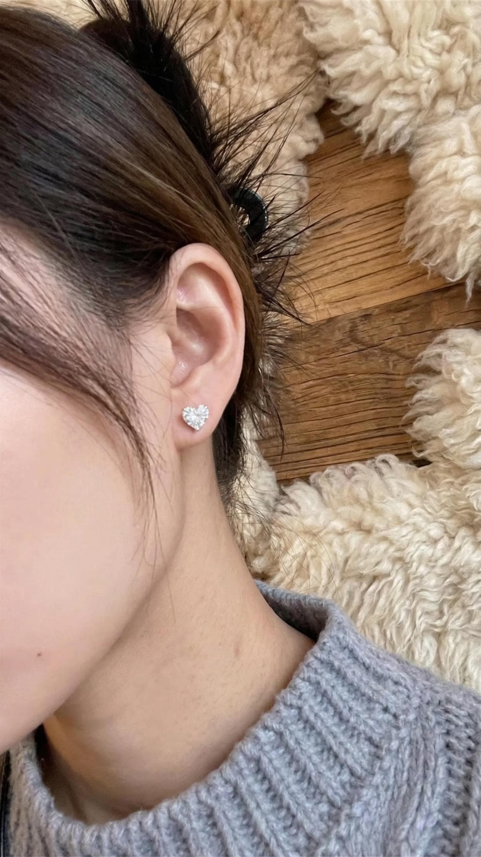 2.00ct Heart-Shaped Lab-Grown Diamond Stud Earrings in 14K Solid Gold