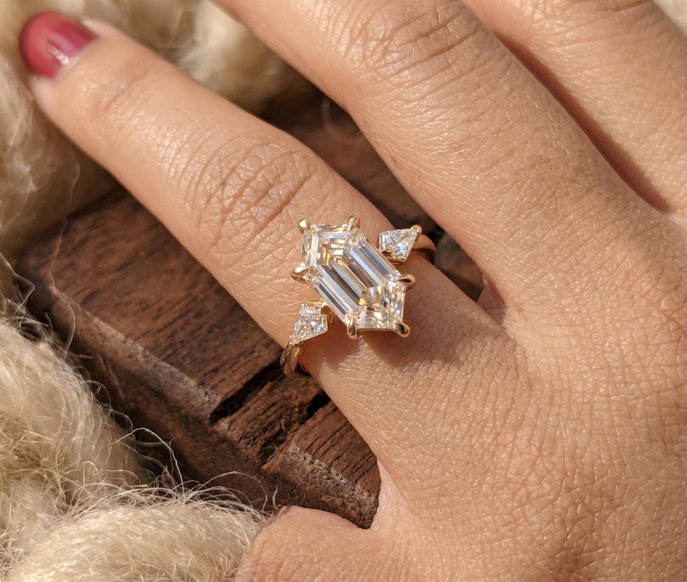 Marquise Moissanite Engagement Ring in 14K Solid Gold
