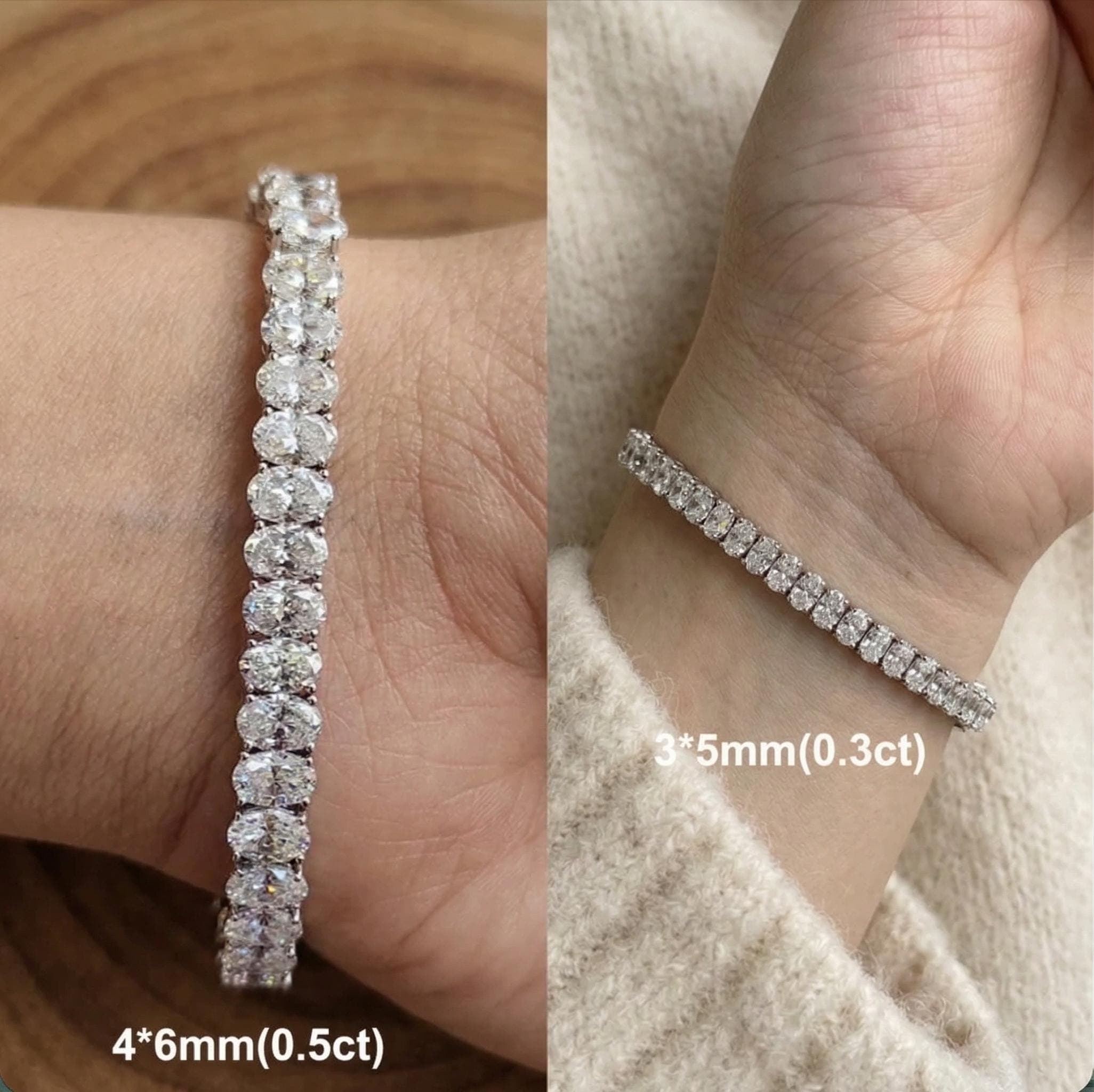 Oval Moissanite Tennis Bracelet in 14K Solid Gold