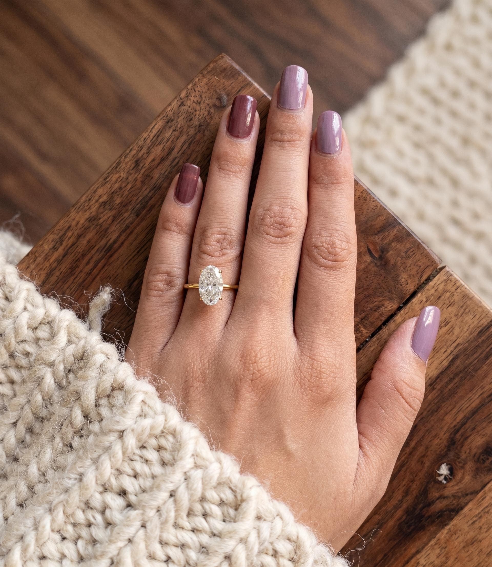 Oval Moissanite Solitaire Engagement Ring in 14K Solid Gold 11