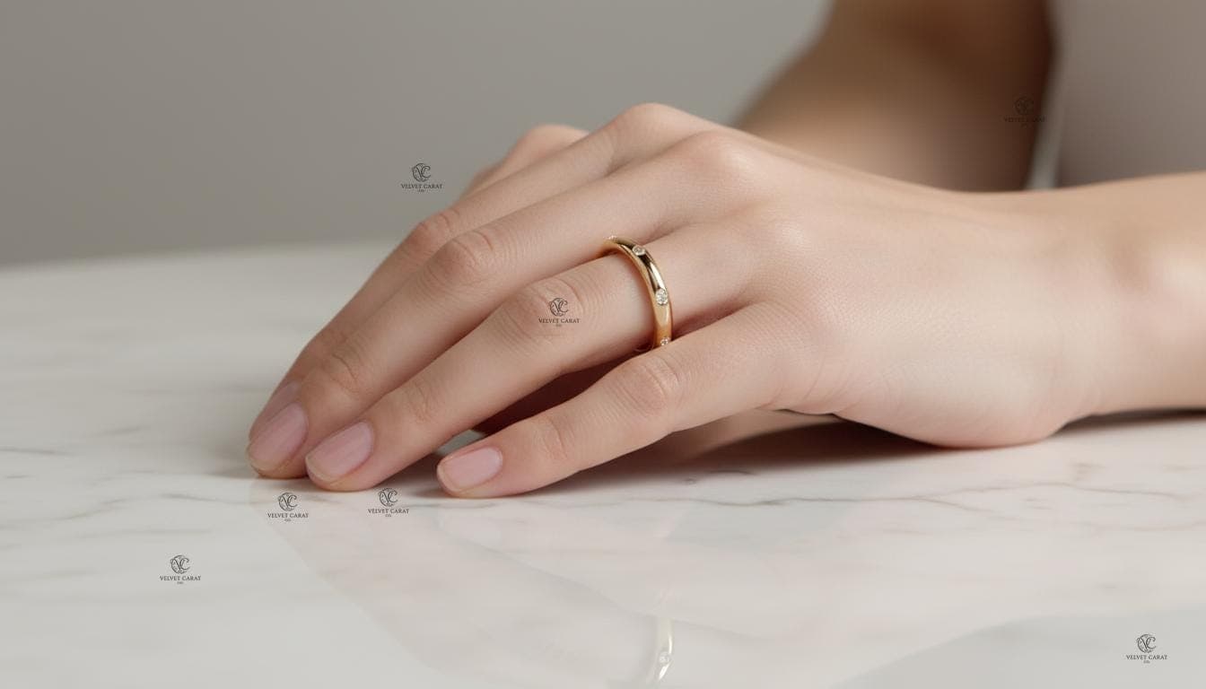 Round Brilliant Moissanite Flush Engagement Ring in 14K Solid Gold 11