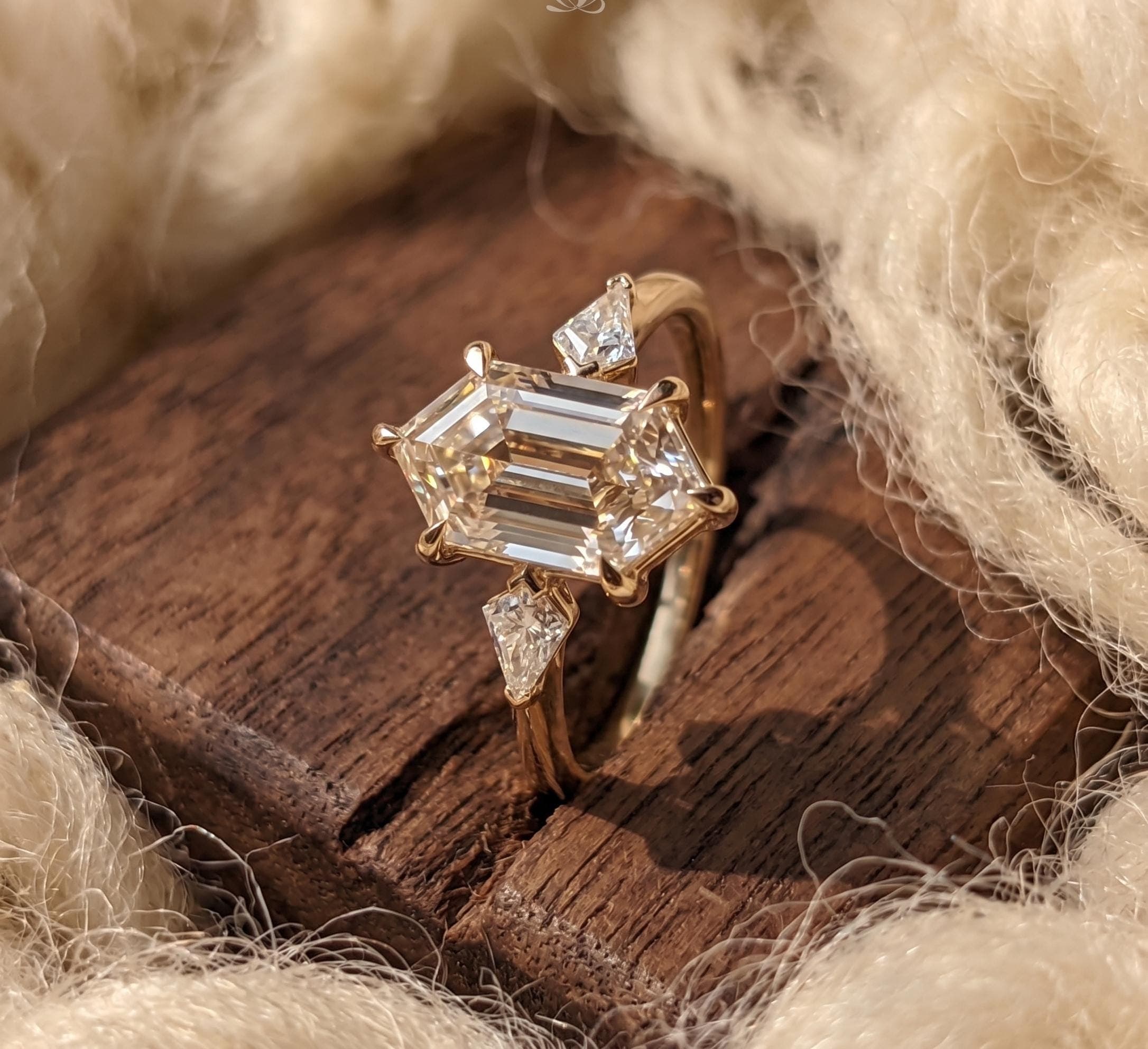 Marquise Moissanite Engagement Ring in 14K Solid Gold
