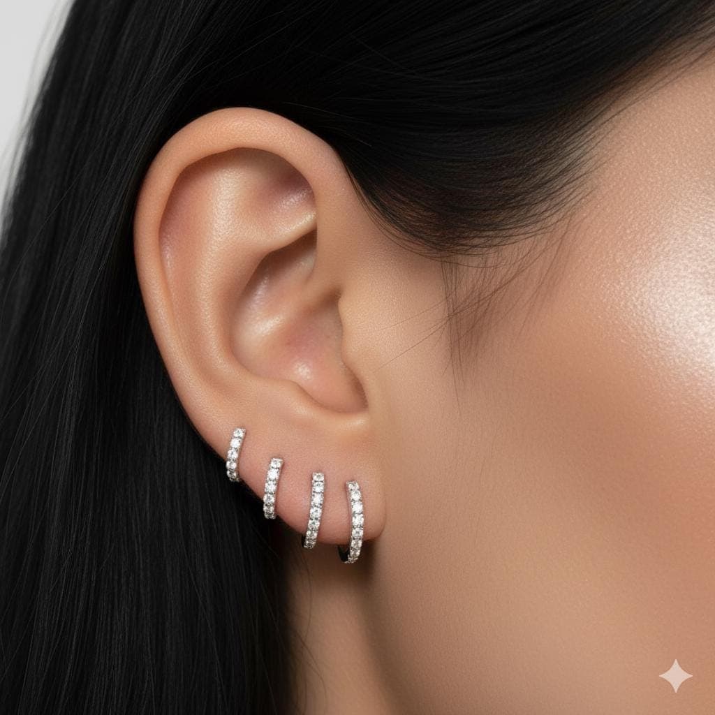 Lab-Grown Diamond Pavé Huggie Hoop Earrings in 14K Solid Gold 3