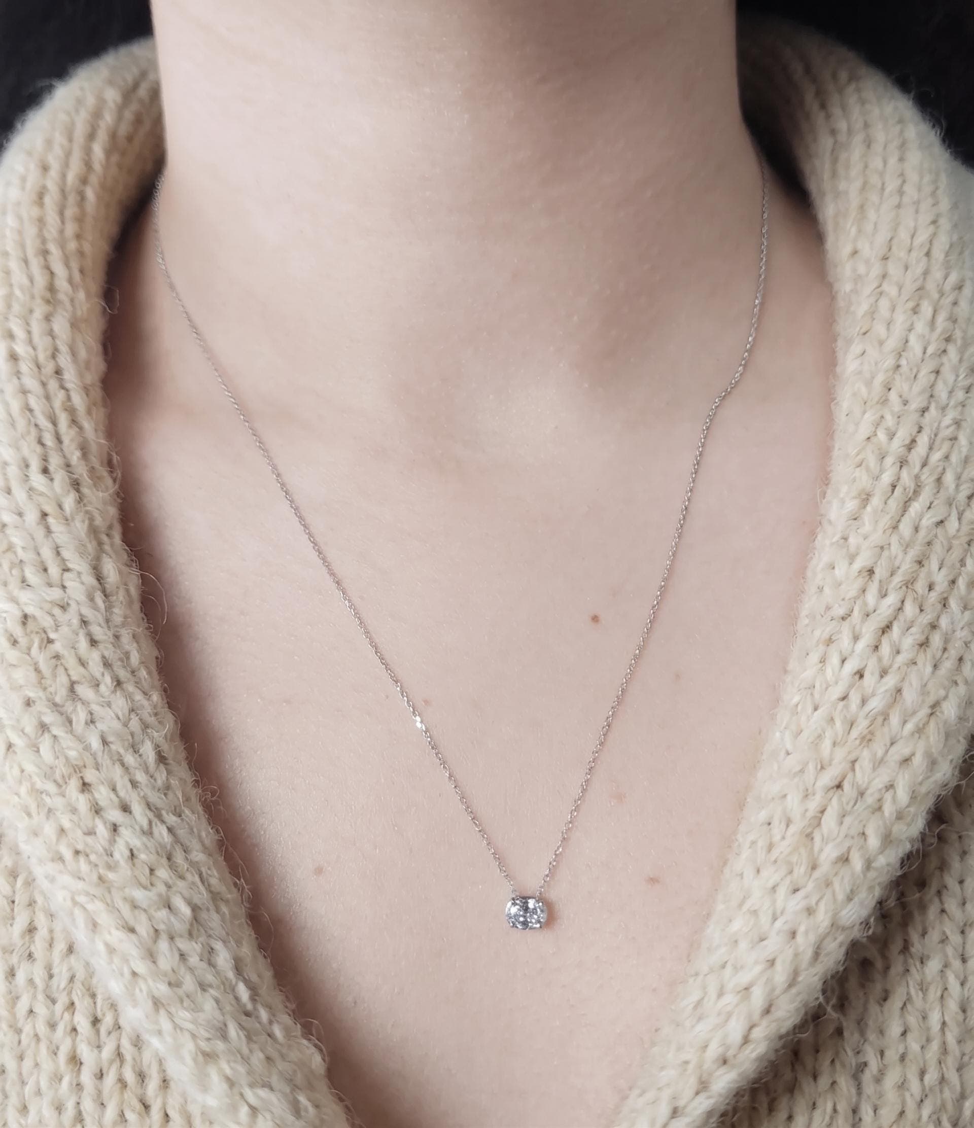 Oval Lab Grown Diamond Solitaire Pendant Necklace, 14K Solid Yellow Gold Dainty Chain, Elegant 4 Prong Minimalist Jewelry Gift for Her 5