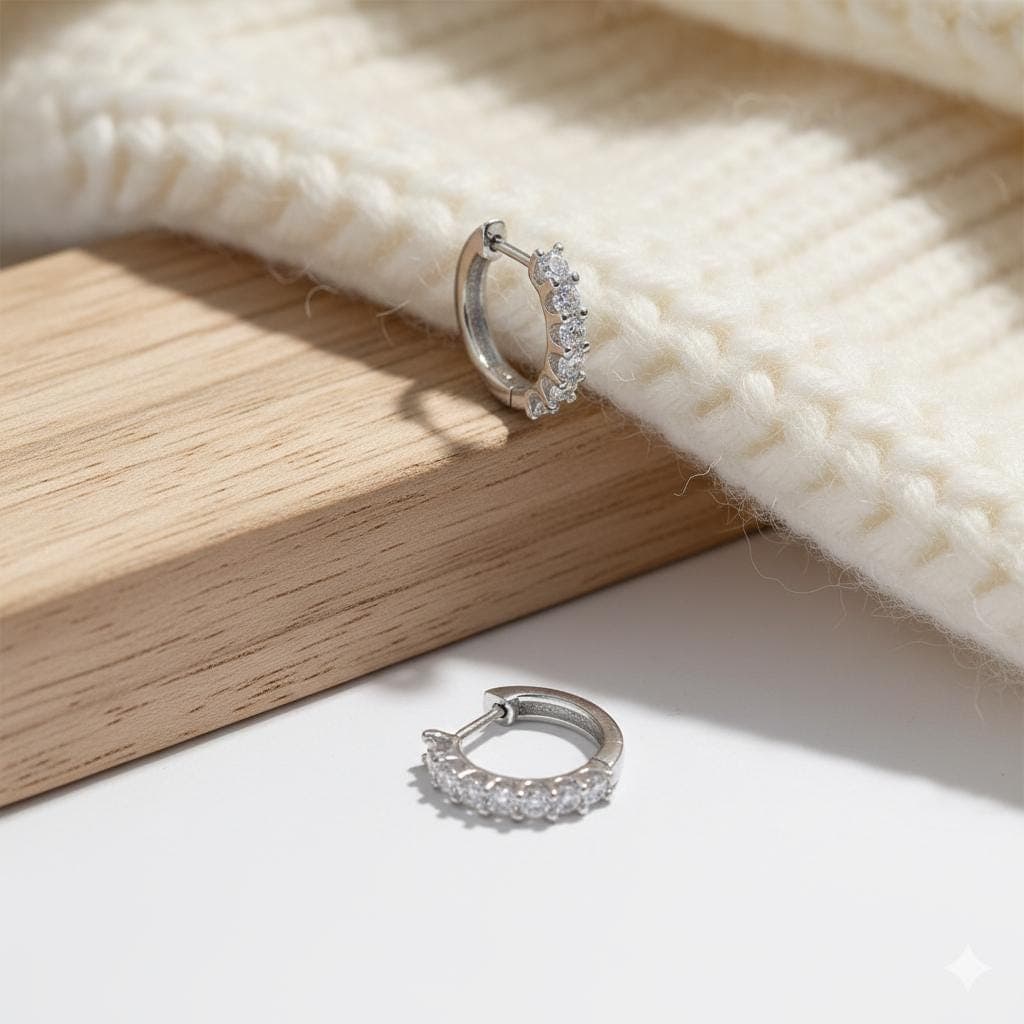Lab-Grown Diamond Pavé Huggie Hoop Earrings in 14K Solid Gold 5