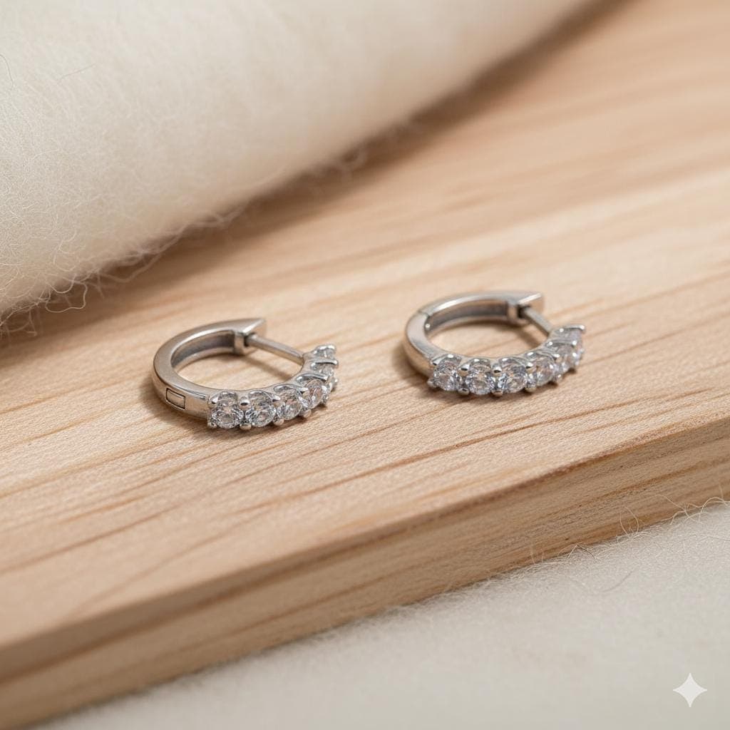 Lab-Grown Diamond Pavé Huggie Hoop Earrings in 14K Solid Gold 4