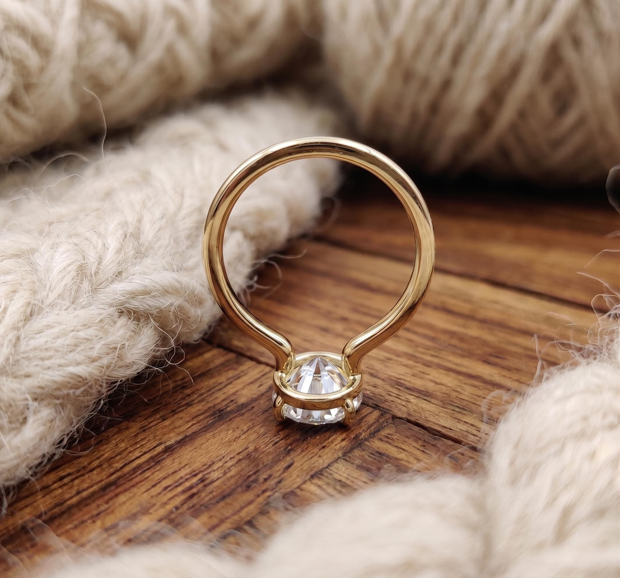 Oval Moissanite Solitaire Engagement Ring in 14K Solid Gold 6