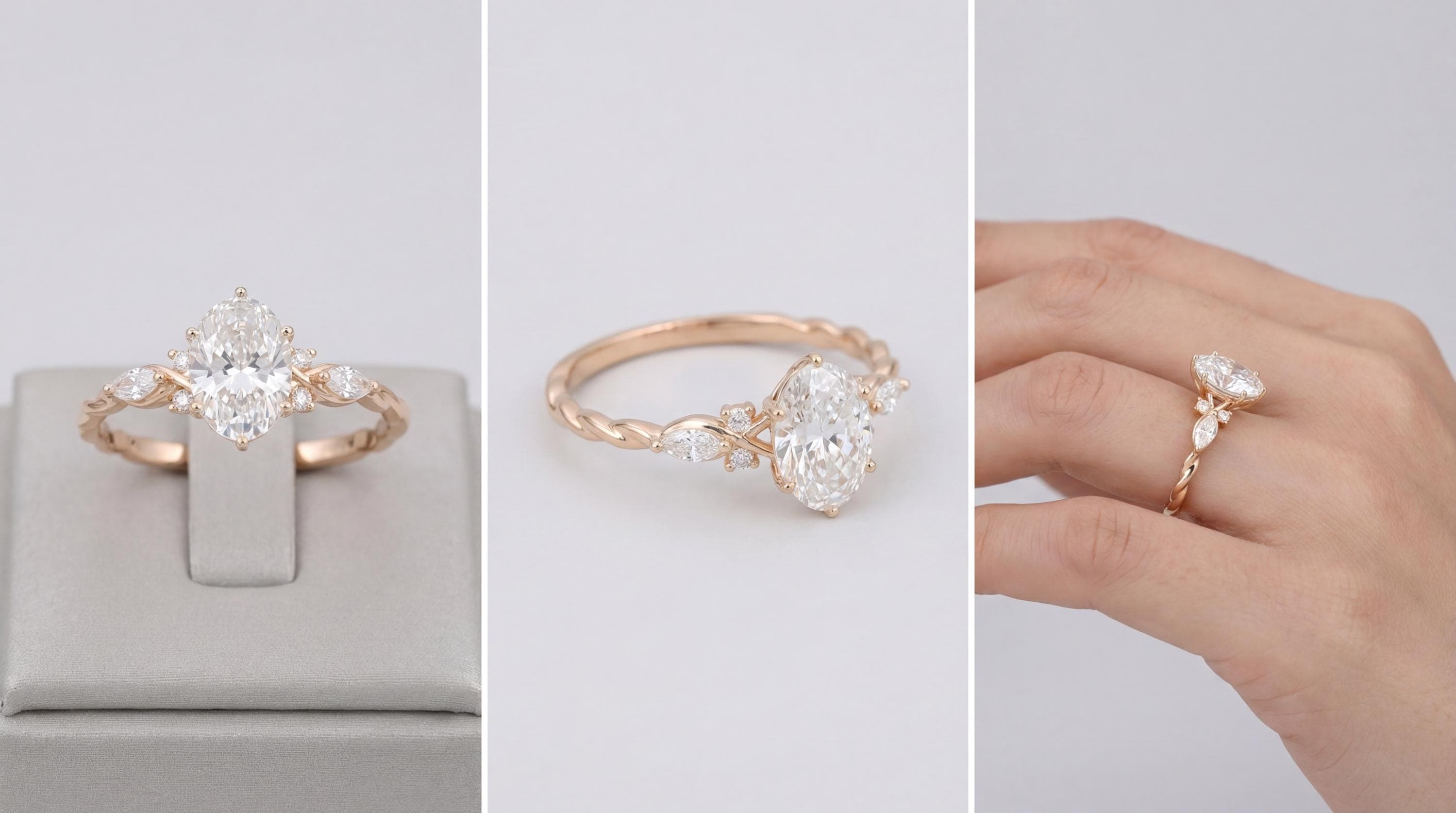 1.5ct Oval Moissanite Engagement Ring in 14K Solid Gold 6