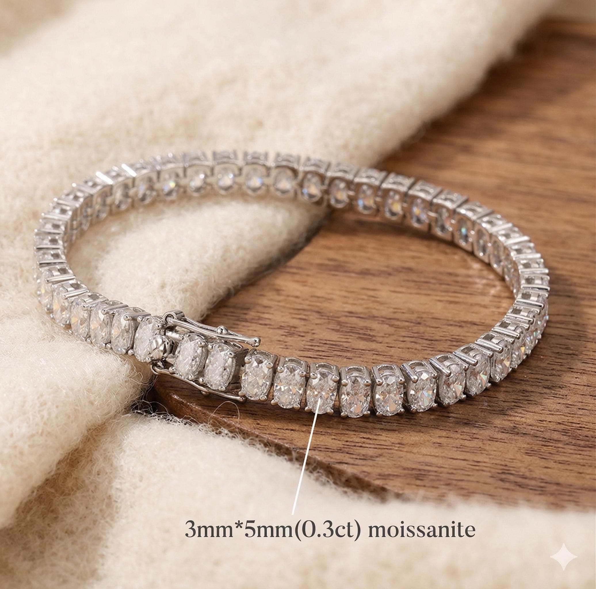 Oval Moissanite Tennis Bracelet in Sterling Silver 11