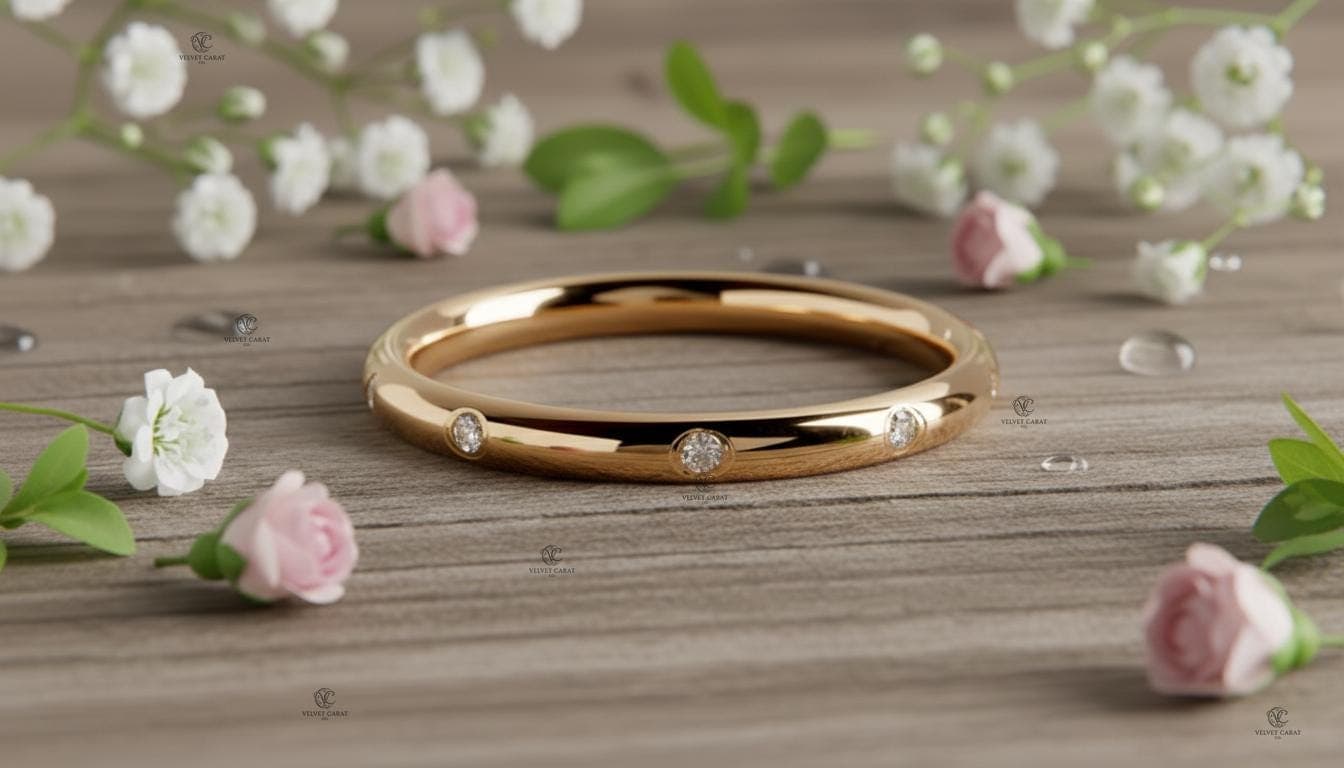 Round Brilliant Moissanite Flush Engagement Ring in 14K Solid Gold