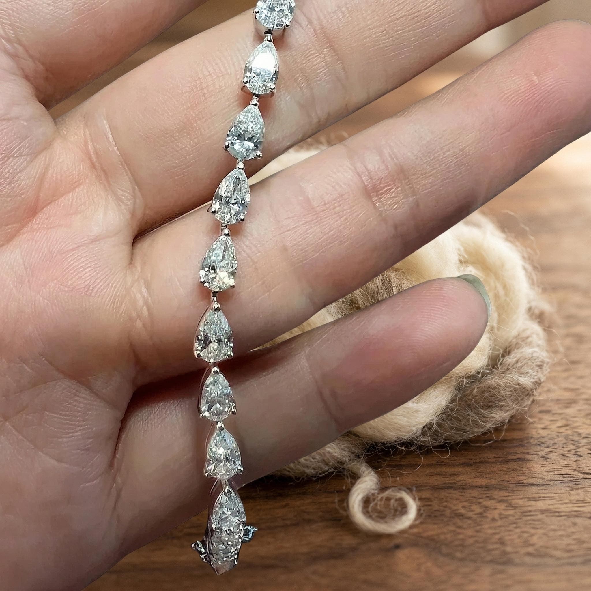 Pear Moissanite Tennis Bracelet in 14K Solid Gold 6
