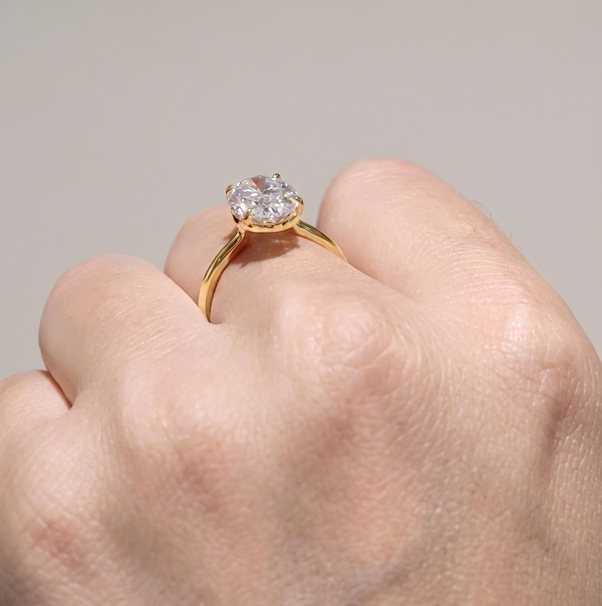 Oval Moissanite Solitaire Engagement Ring in 14K Solid Gold 4