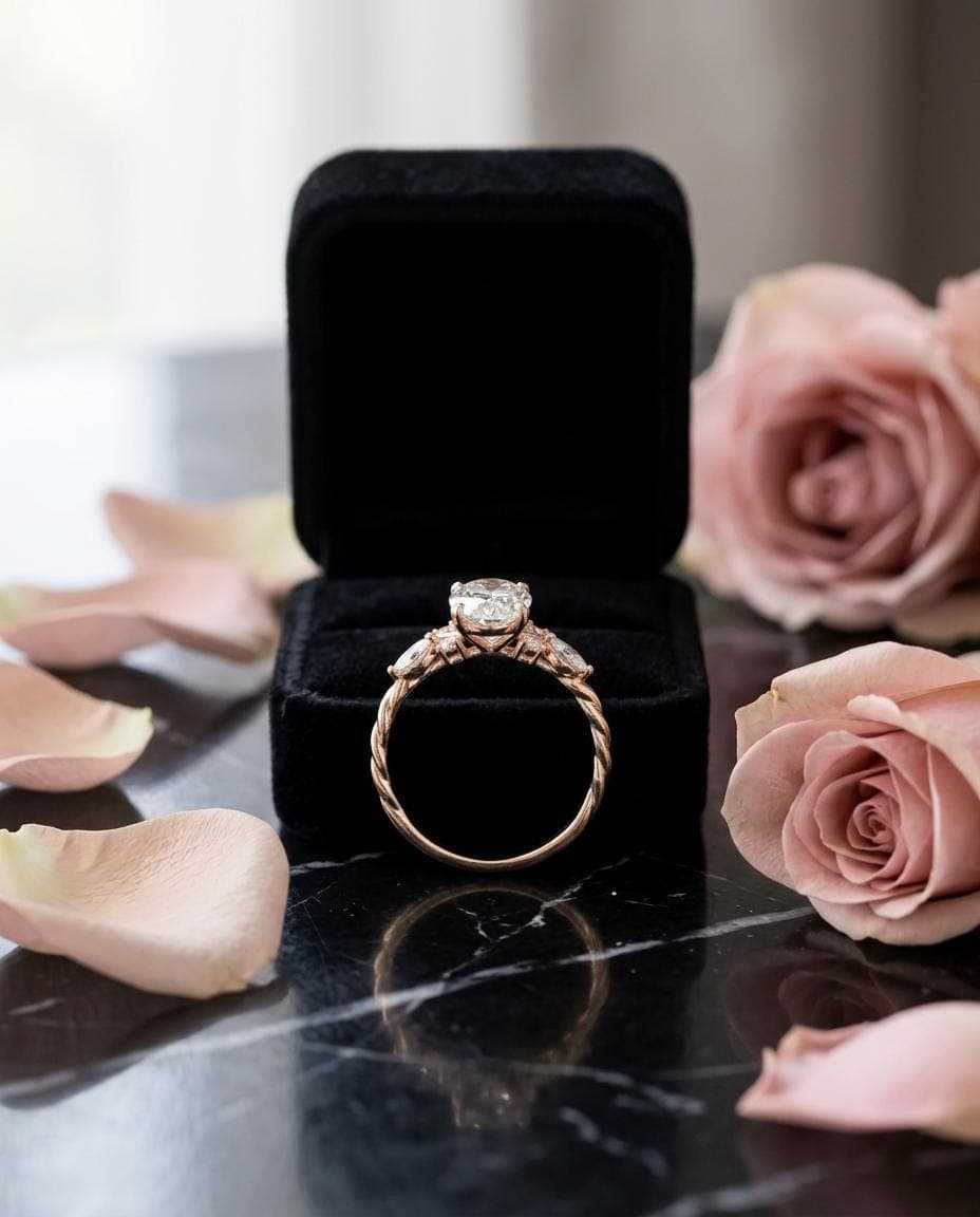 1.5ct Oval Moissanite Engagement Ring in 14K Solid Gold 3