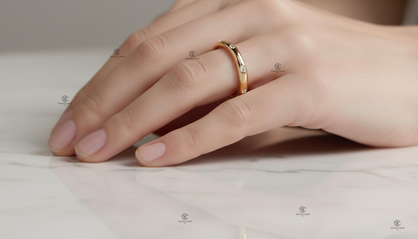 Round Brilliant Moissanite Flush Engagement Ring in 14K Solid Gold 9