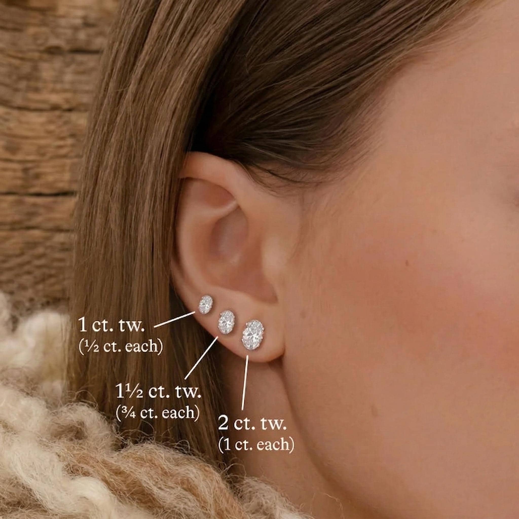 4ct Oval Lab-Grown Diamond Stud Earrings in 14K Solid Gold
