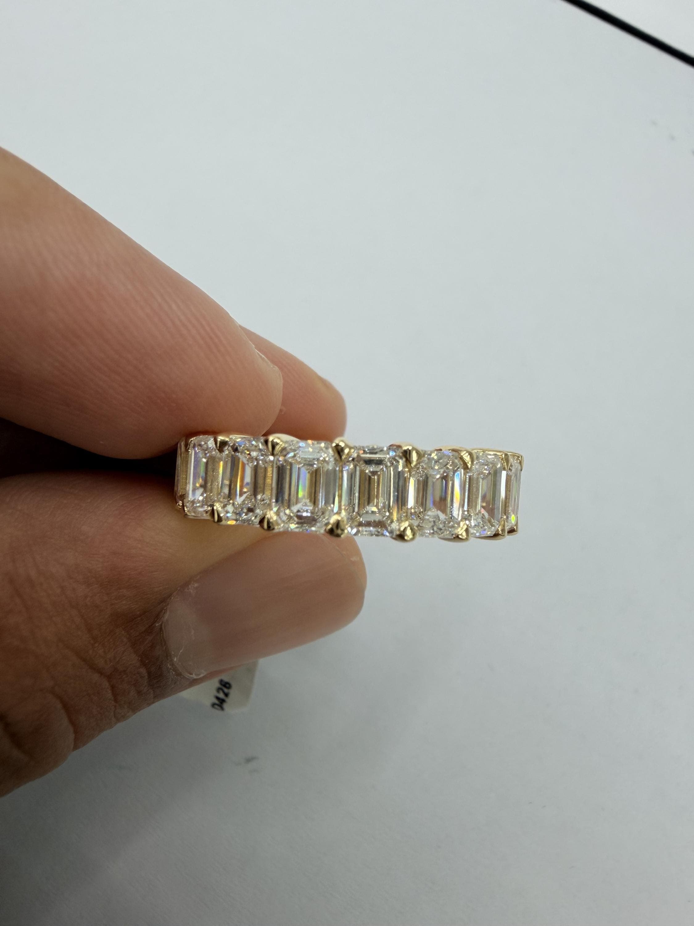 Emerald Eternity Band, 14K Solid Gold Lab Grown Diamond Emerald Cut Wedding Band, Shared Prong Stacking Wedding Ring, Jewelry Gift for Her