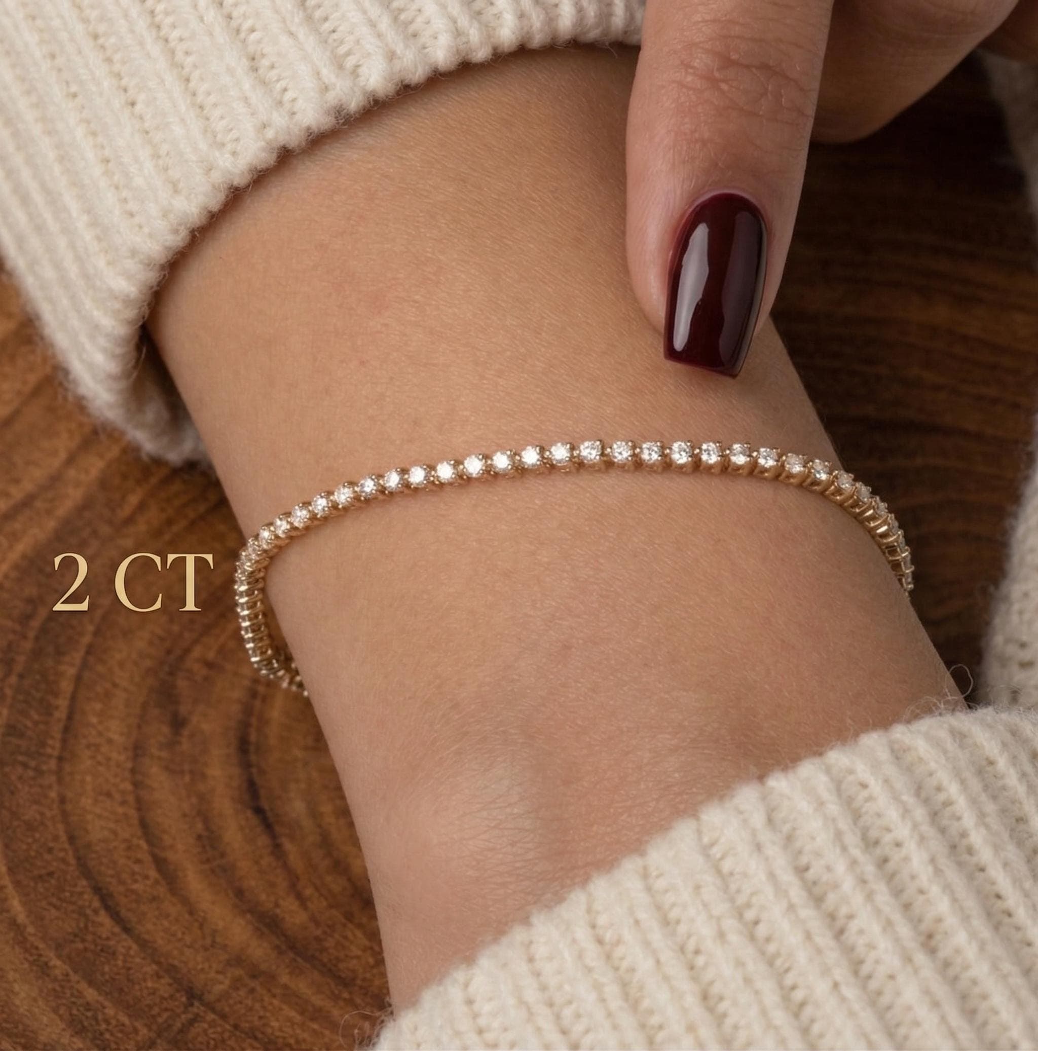 Round Brilliant Lab-Grown Diamond Tennis Bracelet in 14K Solid Gold 4