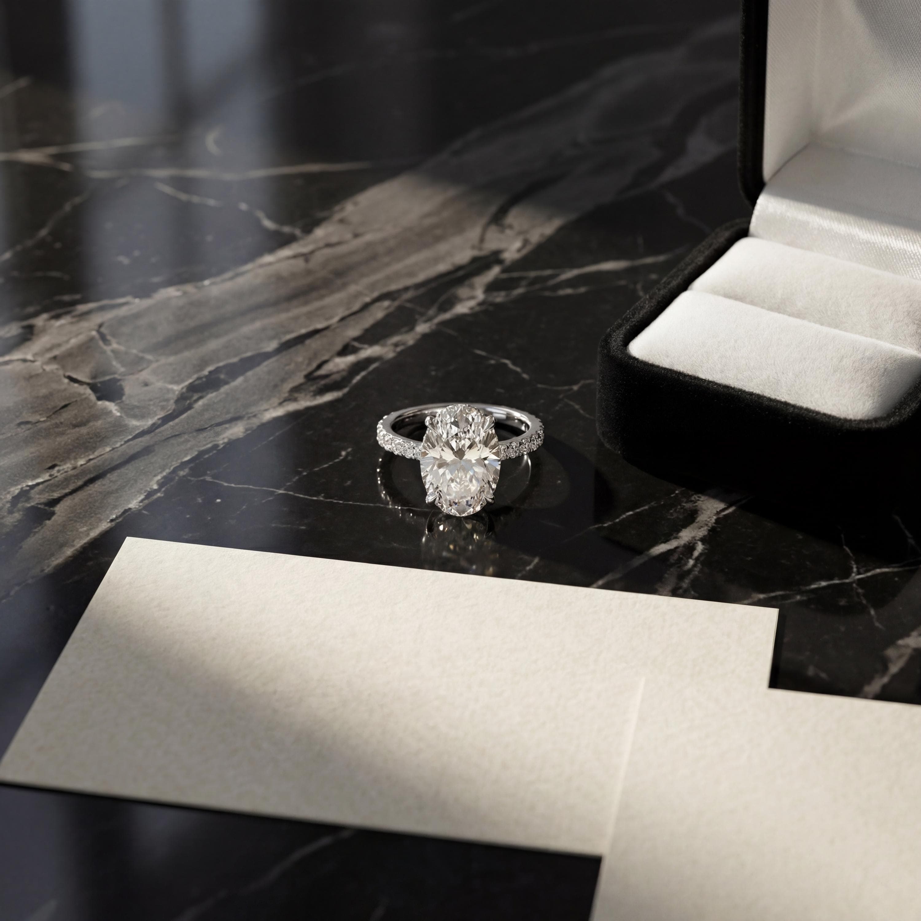 2ct Oval Moissanite Hidden Halo Engagement Ring in 14K Solid Gold 4