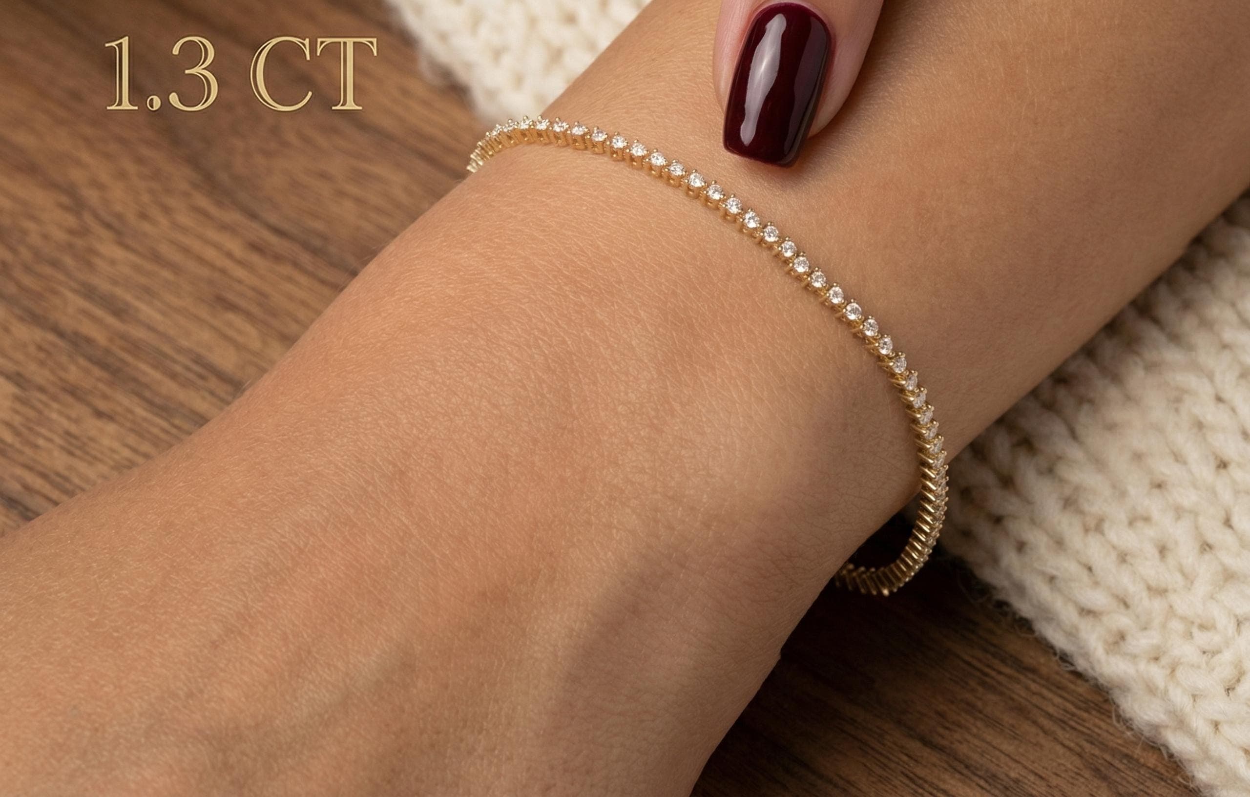Round Brilliant Lab-Grown Diamond Tennis Bracelet in 14K Solid Gold 3
