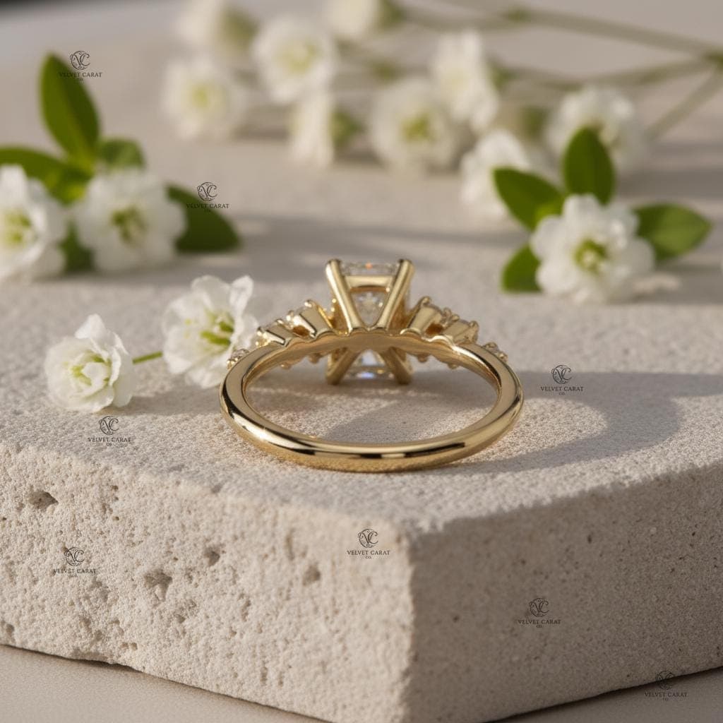 Radiant Moissanite Pavé Engagement Ring in 14K Solid Gold 8