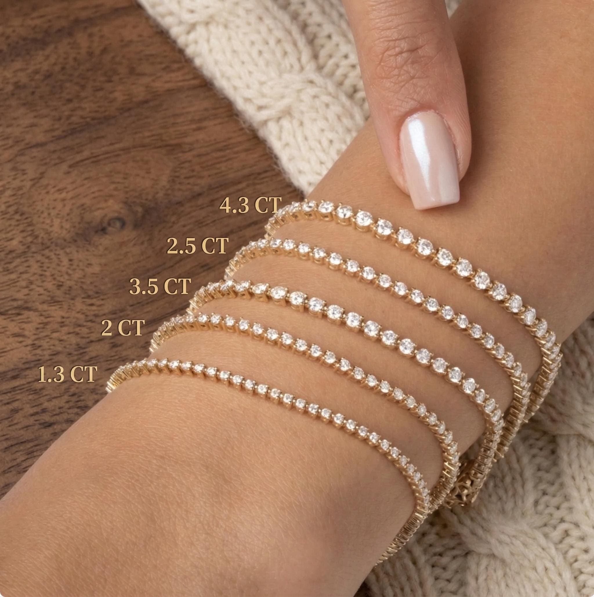 Round Brilliant Lab-Grown Diamond Tennis Bracelet in 14K Solid Gold 7