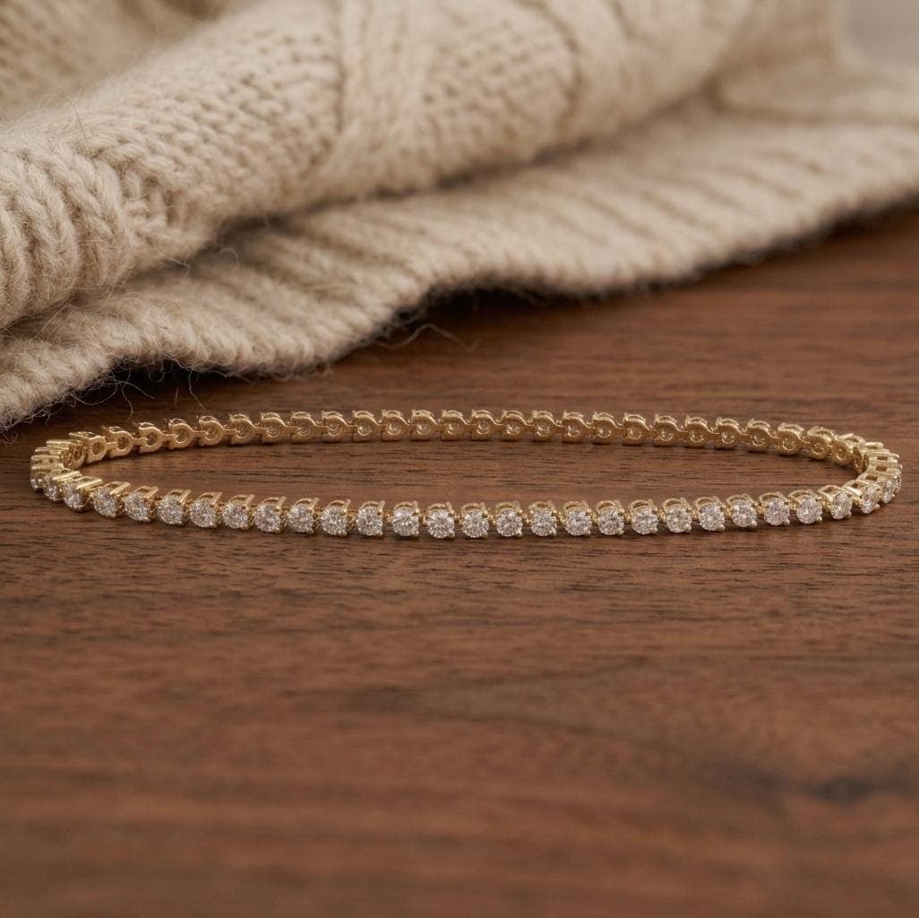 Round Brilliant Lab-Grown Diamond Tennis Bracelet in 14K Solid Gold 10